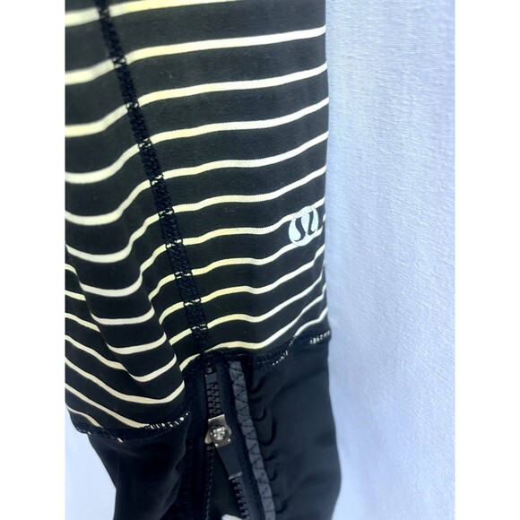 Lululemon Yellow Black Striped Crop Leggings Bee Size 4 + Crop Top Size M Yoga - Picture 3 of 12